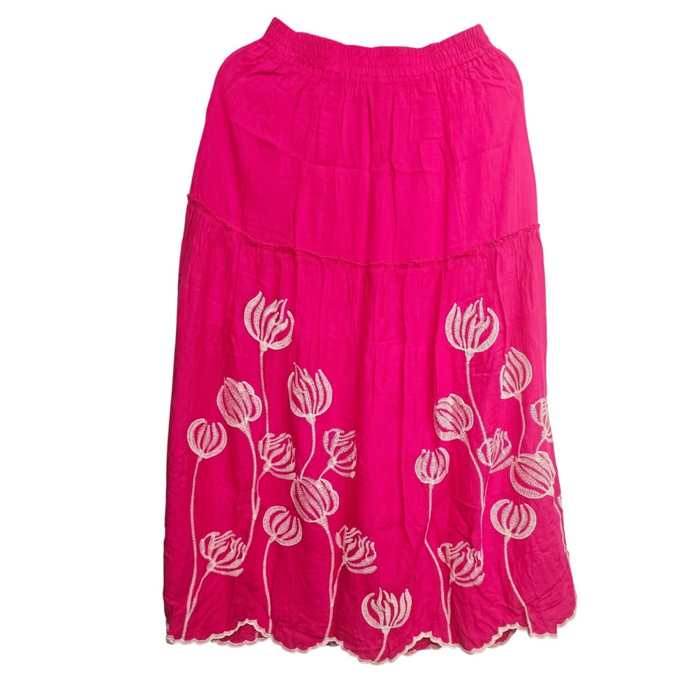 Lafaire Pink Embroidered Maxi Skirt Womens‎ Medium Boho Resort Vacation Coastal